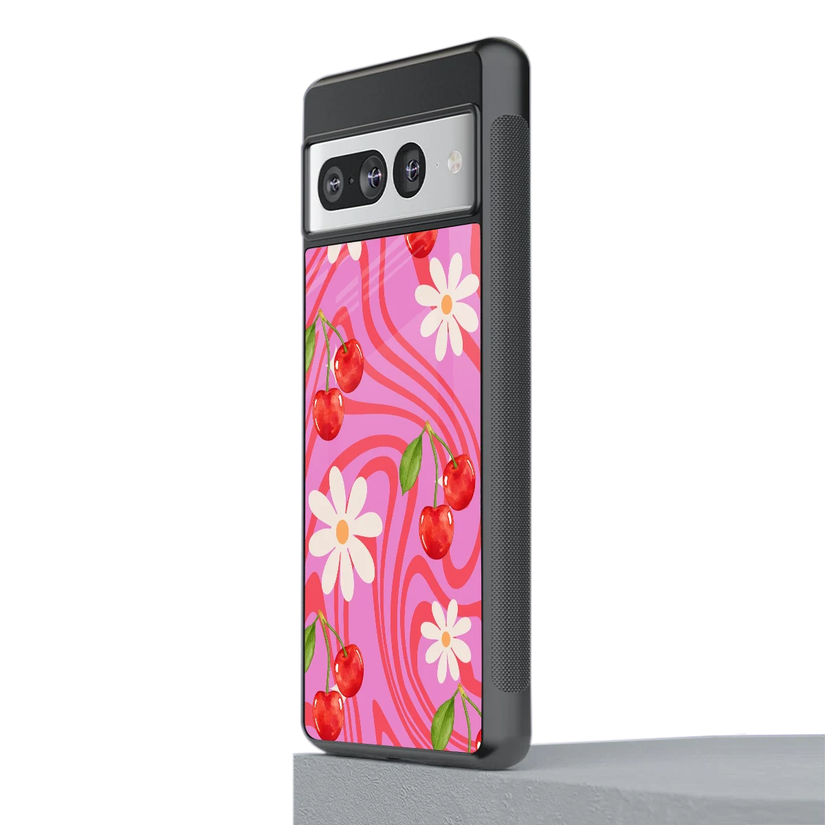 Floral Cherry stylish phone case for google pixel 7 pro | glossy glass and slim fit