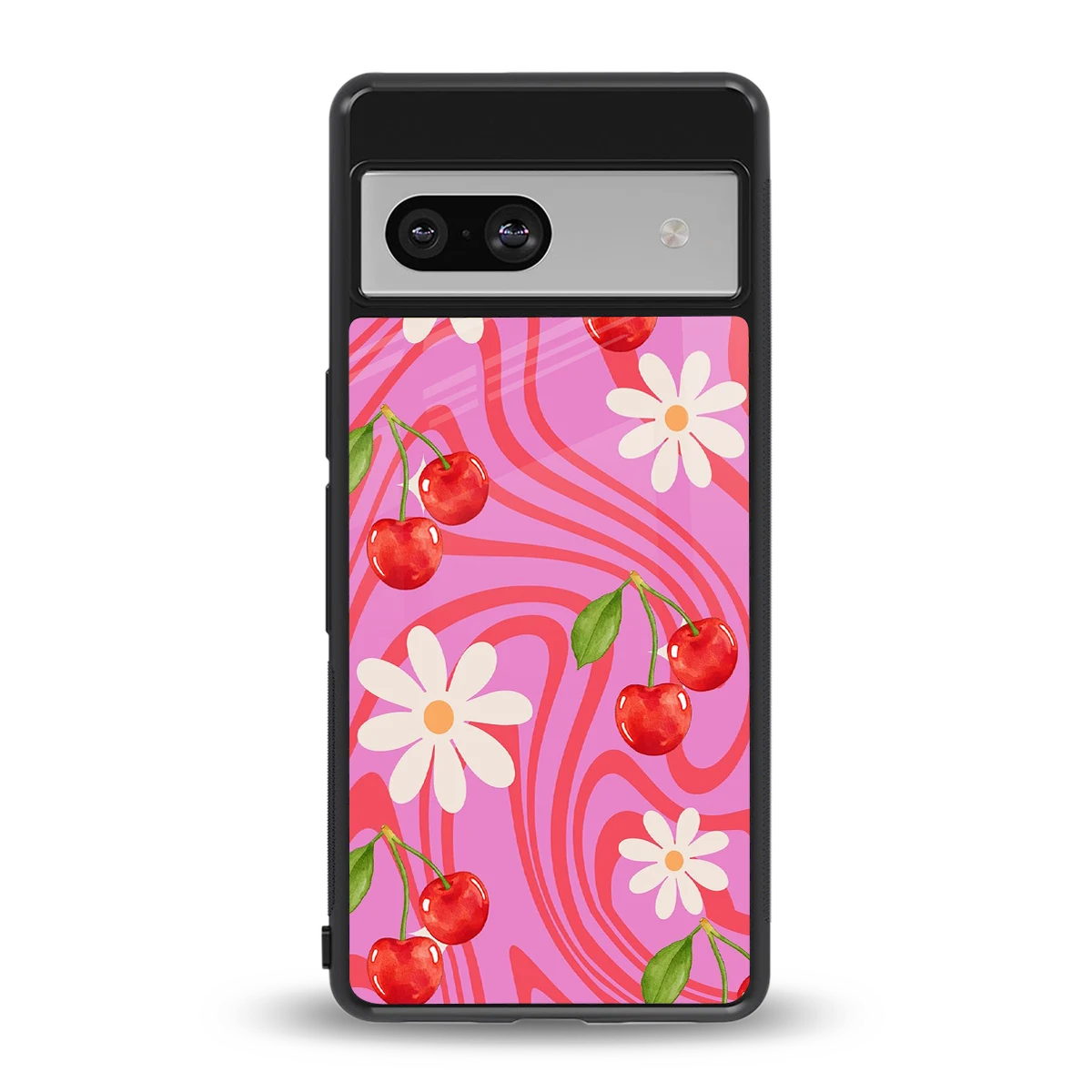 Floral Cherry back phone cover | glass case for google pixel 7a
