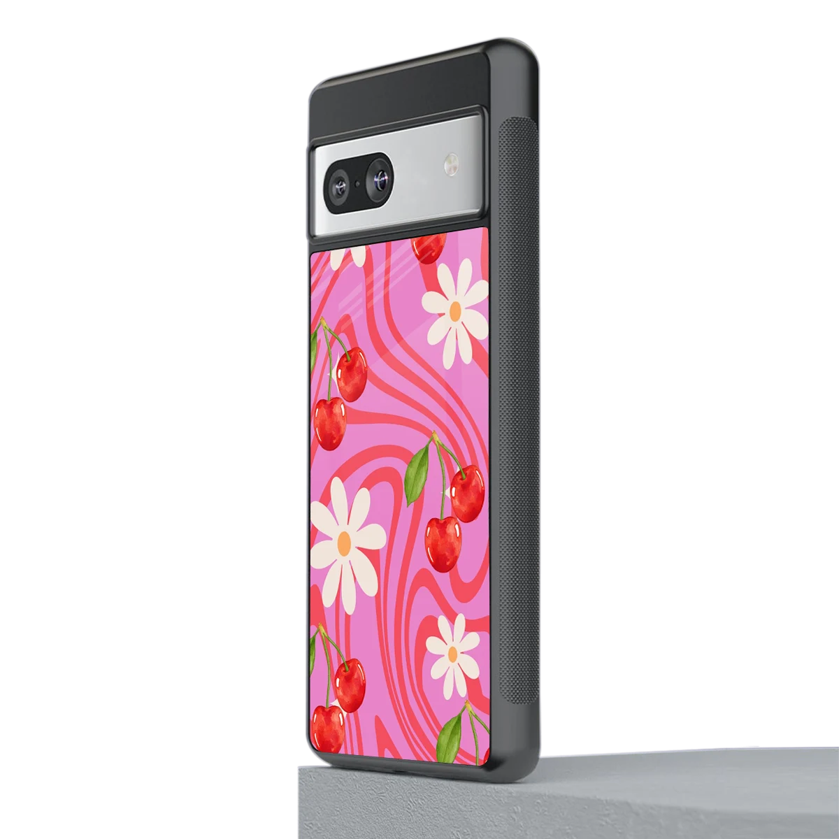 Floral Cherry stylish phone case for google pixel 7 | glossy glass and slim fit