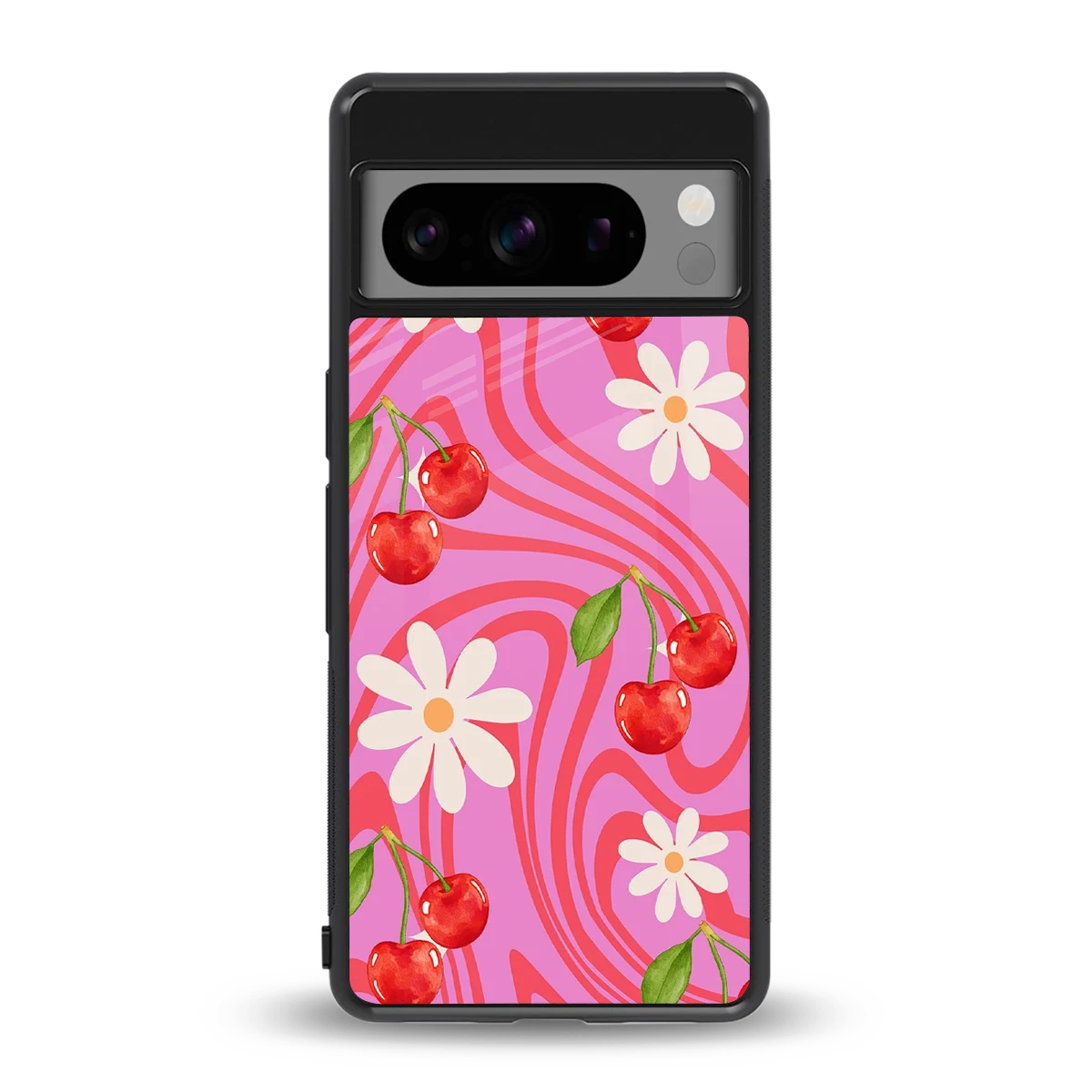 Floral Cherry back phone cover | glass case for google pixel 8 pro