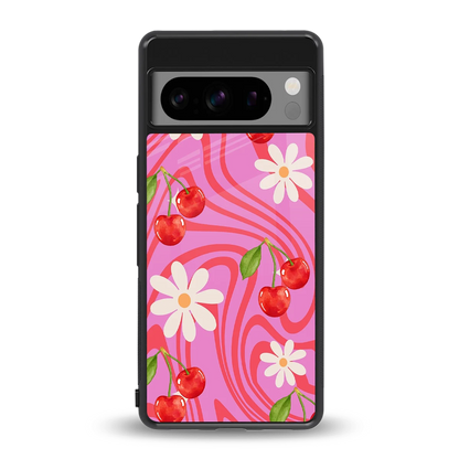Floral Cherry back phone cover | glass case for google pixel 8 pro