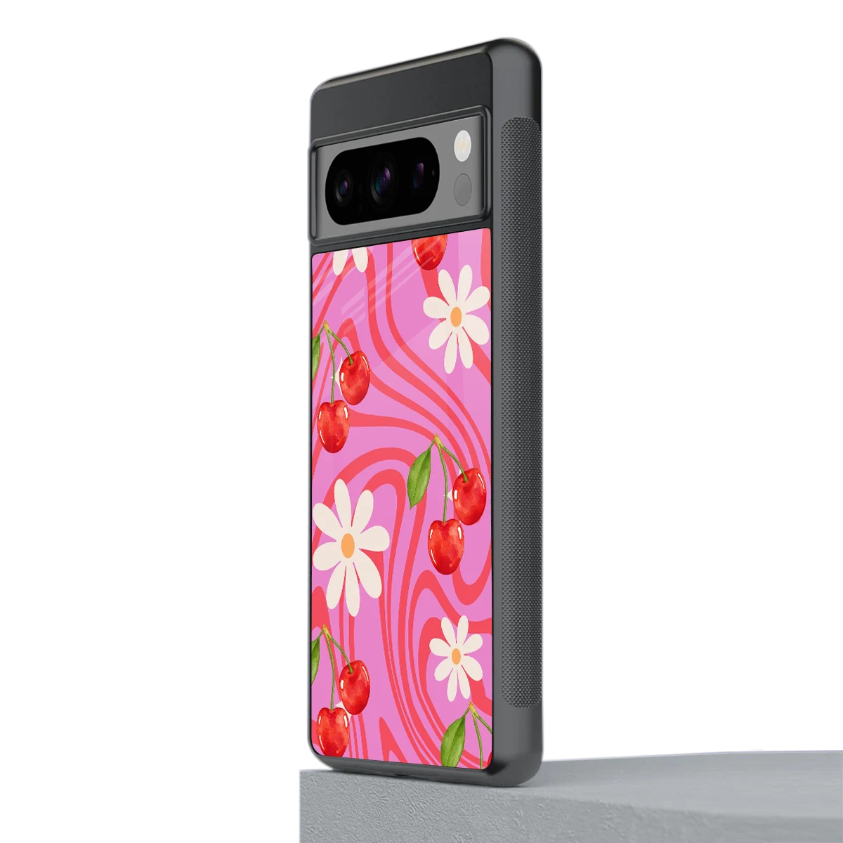 Floral Cherry stylish phone case for google pixel 8 pro | glossy glass and slim fit