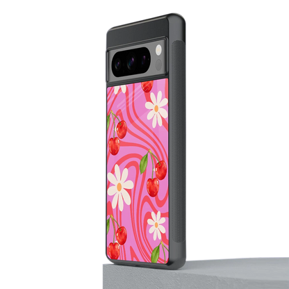 Floral Cherry stylish phone case for google pixel 8 pro | glossy glass and slim fit