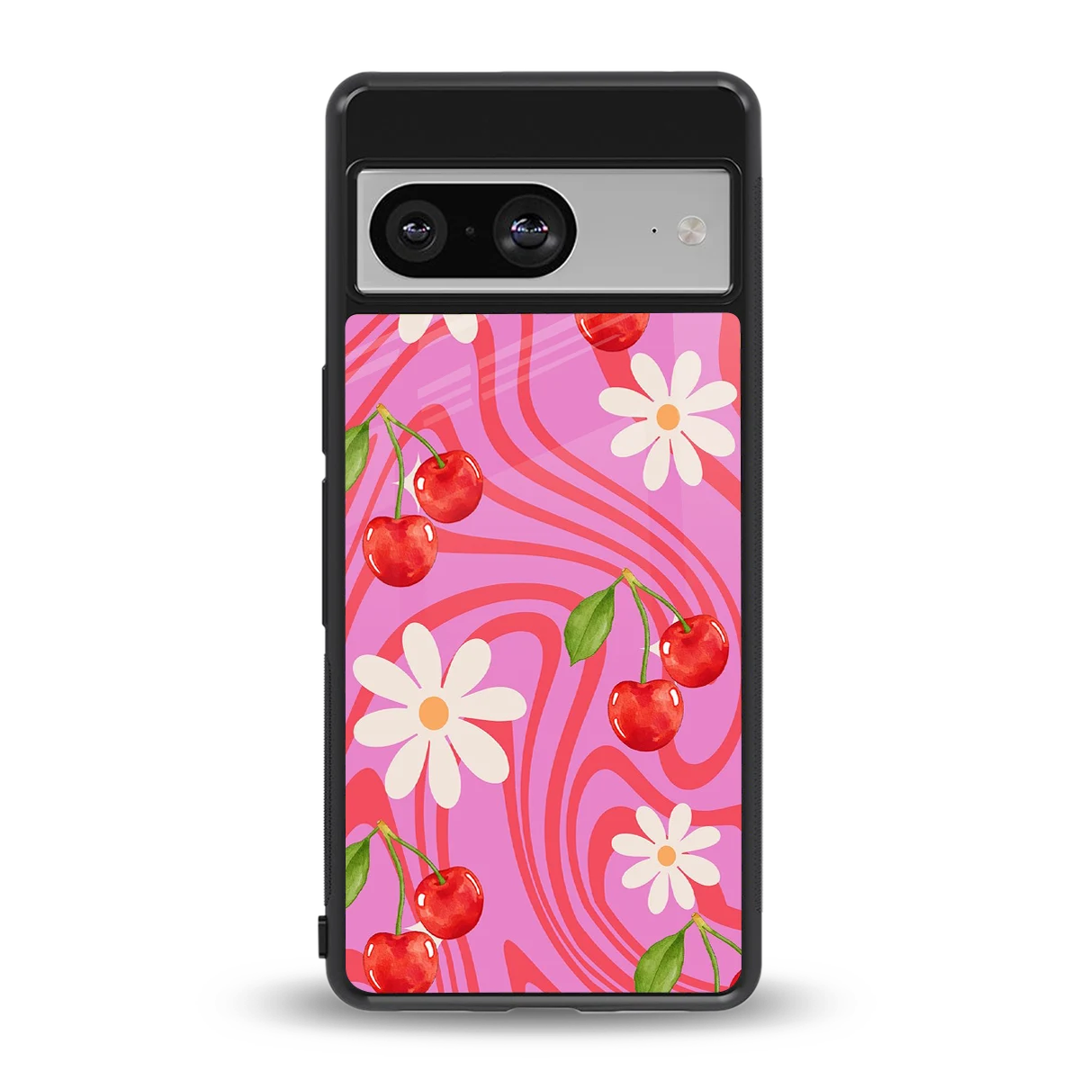 Floral Cherry back phone cover | glass case for google pixel 8