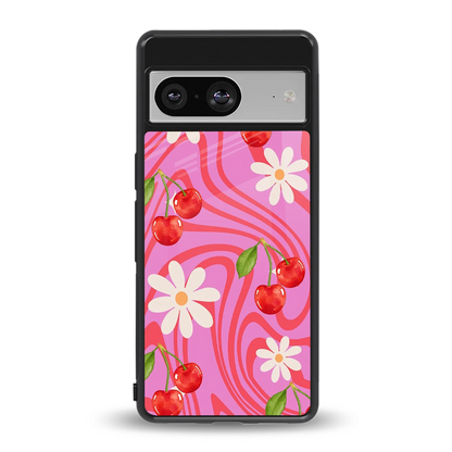 Floral Cherry back phone cover | glass case for google pixel 8