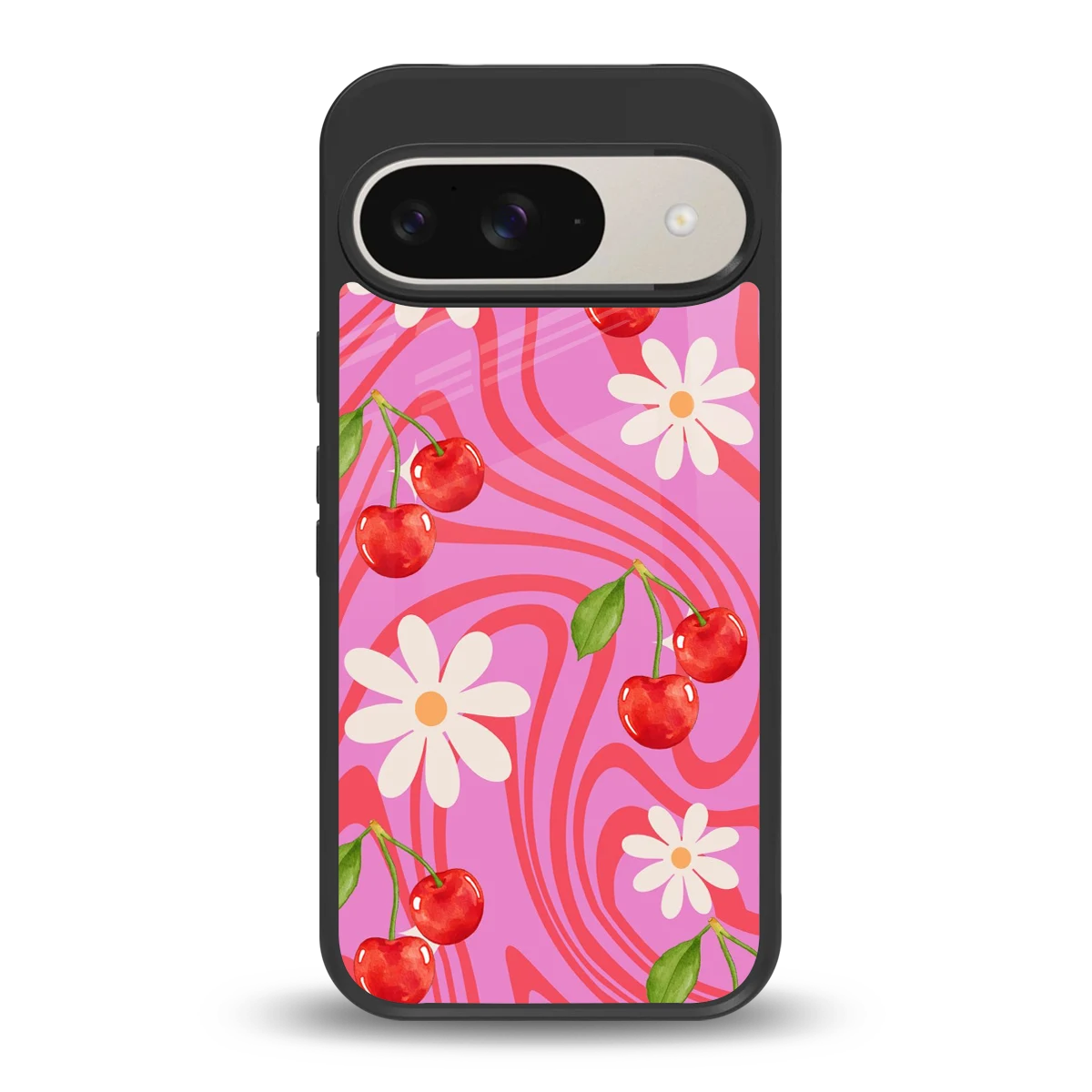 Floral Cherry back phone cover | glass case for google pixel 9