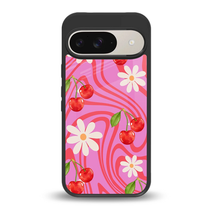 Floral Cherry back phone cover | glass case for google pixel 9