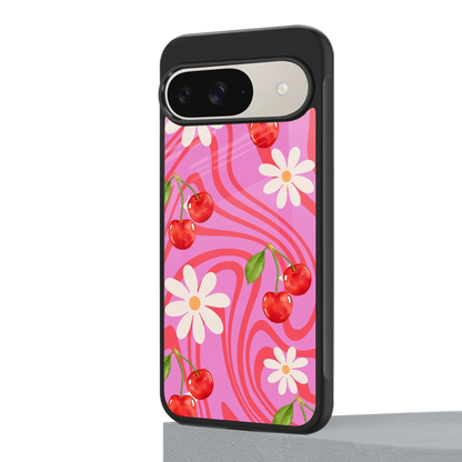 Floral Cherry google pixel 9 mobile cover | shockproof glass phone case