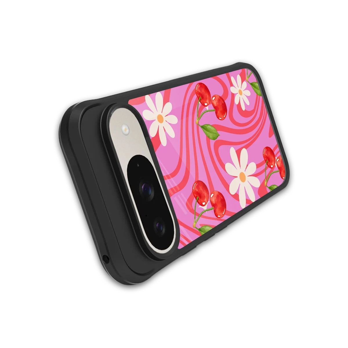 Floral Cherry stylish phone case for google pixel 9 | glossy glass and slim fit