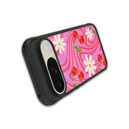 Floral Cherry stylish phone case for google pixel 9 | glossy glass and slim fit