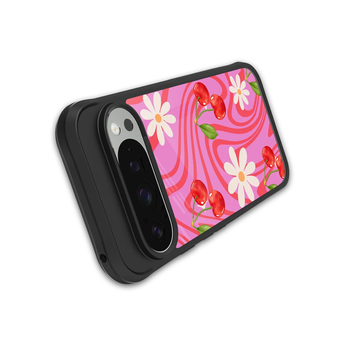 Floral Cherry stylish phone case for google pixel 9 pro | glossy glass and slim fit