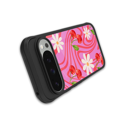 Floral Cherry stylish phone case for google pixel 9 pro xl | glossy glass and slim fit