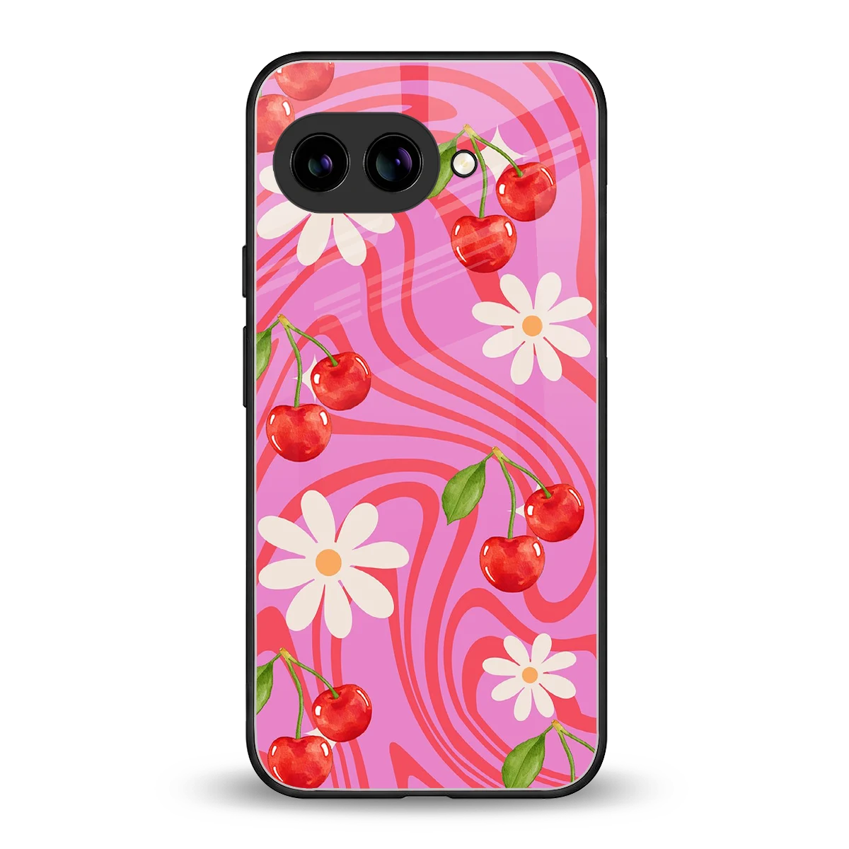 Floral Cherry back phone cover | glass case for google pixel 10a