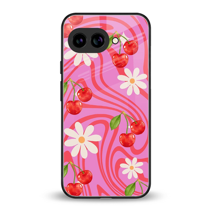 Floral Cherry back phone cover | glass case for google pixel 10a
