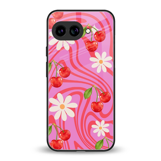 Floral Cherry back phone cover | glass case for google pixel 10a