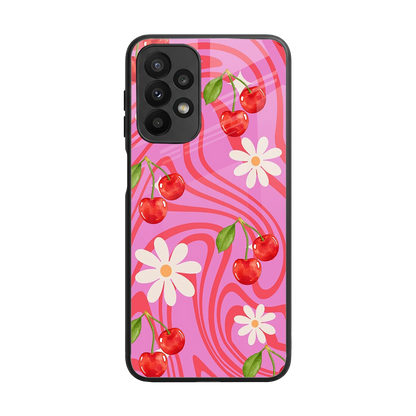 Floral Cherry back phone cover | glass case for samsung galaxy a23