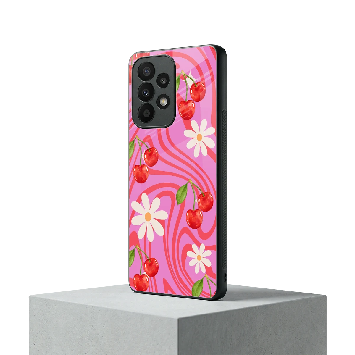 Floral Cherry samsung galaxy a23 mobile cover | shockproof glass phone case