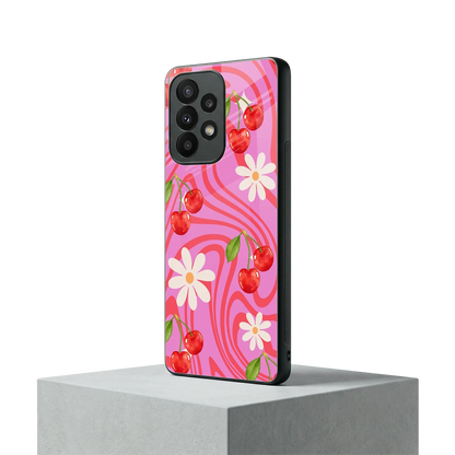 Floral Cherry samsung galaxy a23 mobile cover | shockproof glass phone case