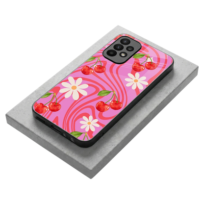 Floral Cherry stylish phone case for samsung galaxy a23 | glossy glass and slim fit