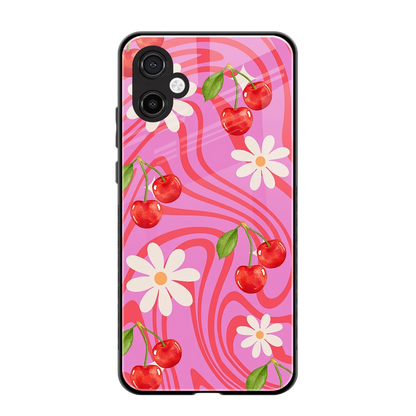 Floral Cherry back phone cover | glass case for samsung galaxy a06 5g