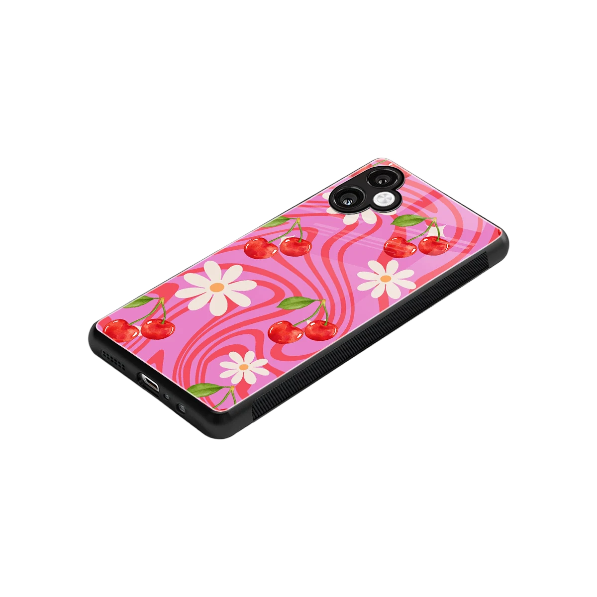 Floral Cherry stylish phone case for samsung galaxy a06 5g | glossy glass and slim fit