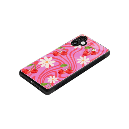 Floral Cherry stylish phone case for samsung galaxy a06 5g | glossy glass and slim fit