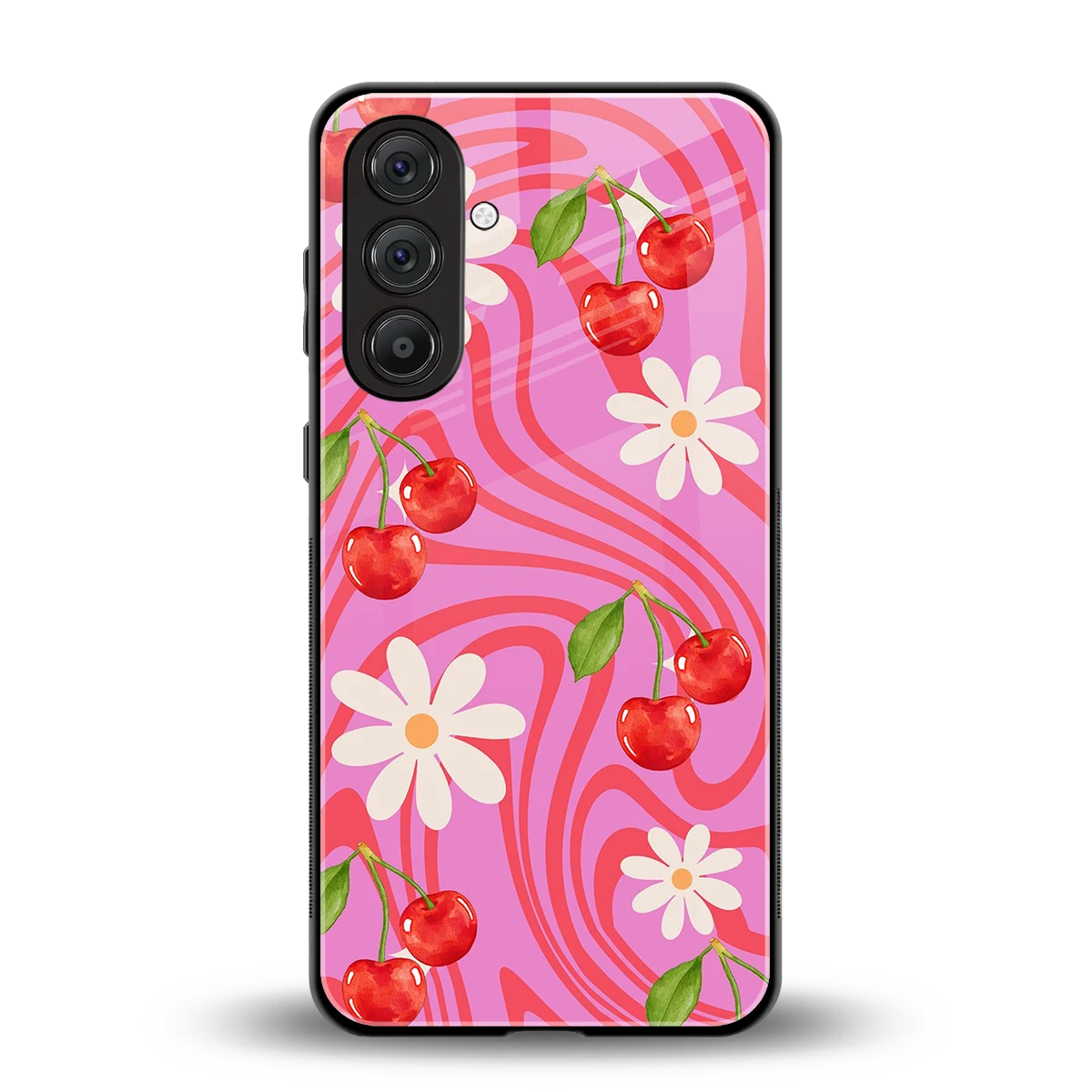 Floral Cherry back phone cover | glass case for samsung galaxy m35 5g
