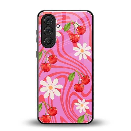 Floral Cherry back phone cover | glass case for samsung galaxy m36 5g