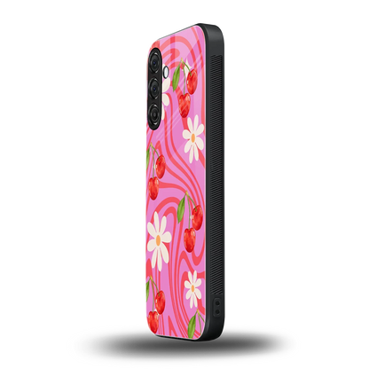 Floral Cherry samsung galaxy m35 5g mobile cover | shockproof glass phone case