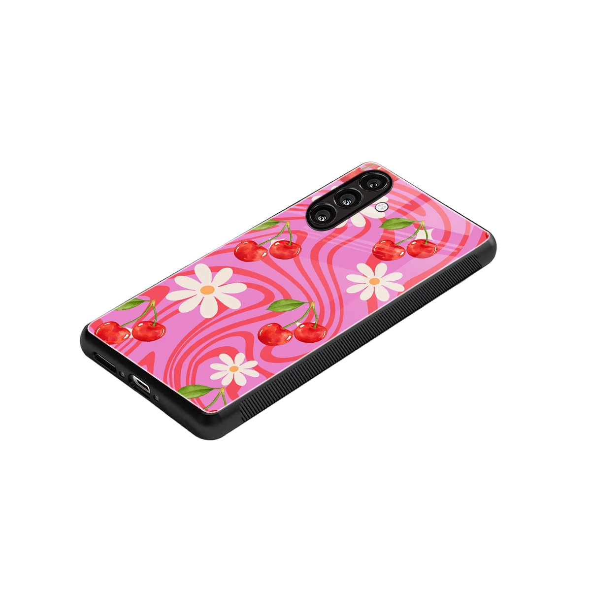 Floral Cherry stylish phone case for samsung galaxy a56 5g | glossy glass and slim fit