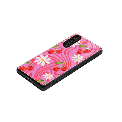 Floral Cherry stylish phone case for samsung galaxy a56 5g | glossy glass and slim fit