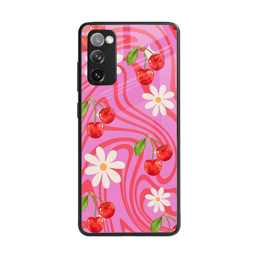 Floral Cherry back phone cover | glass case for samsung galaxy s20 fe