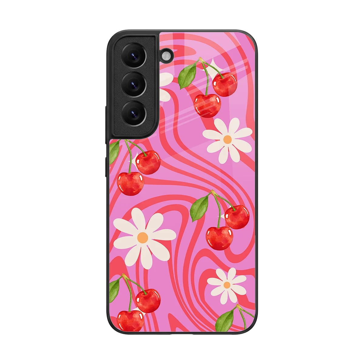 Floral Cherry back phone cover | glass case for samsung galaxy s22