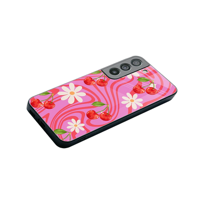 Floral Cherry stylish phone case for samsung galaxy s22 | glossy glass and slim fit