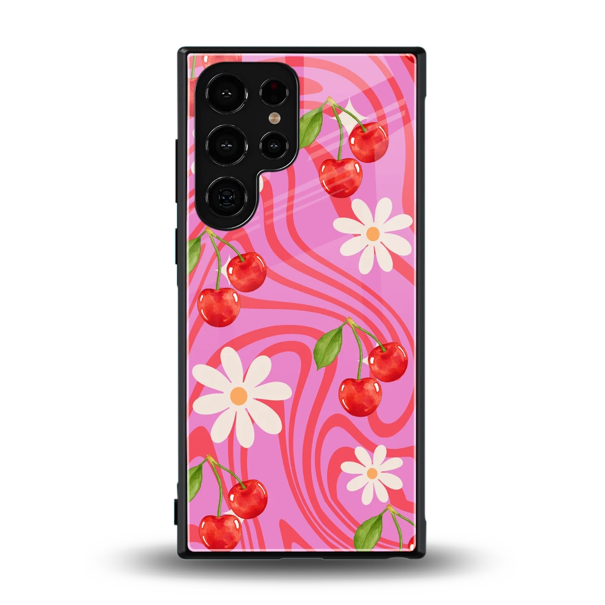 Floral Cherry back phone cover | glass case for samsung galaxy s23 ultra