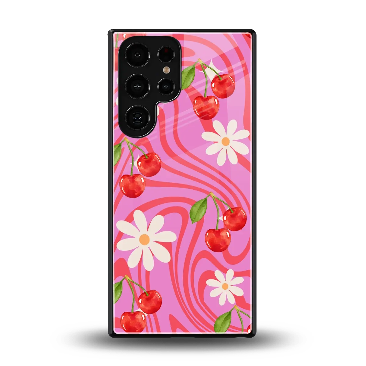 Floral Cherry back phone cover | glass case for samsung galaxy s25 ultra