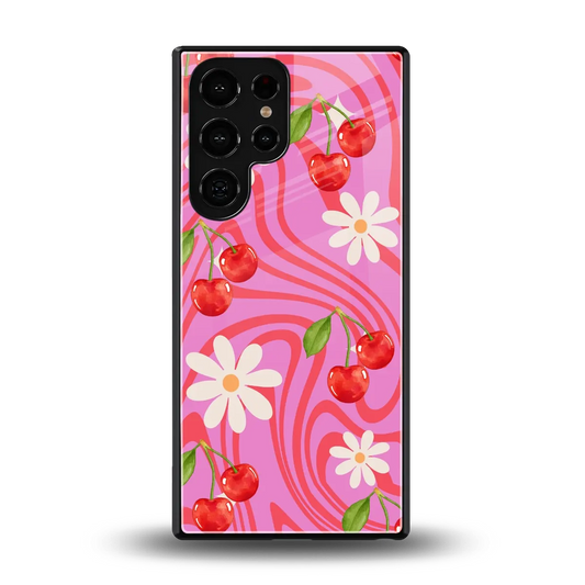 Floral Cherry back phone cover | glass case for samsung galaxy s25 ultra