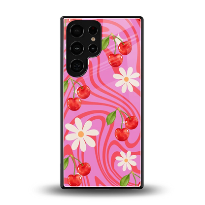 Floral Cherry back phone cover | glass case for samsung galaxy s26 ultra