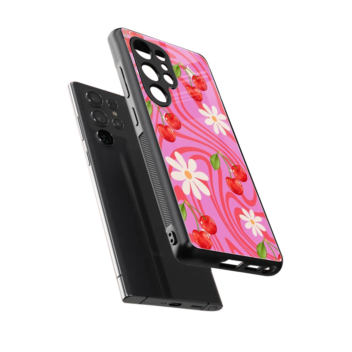 Floral Cherry sleek samsung galaxy s26 ultra cover with tempered glass back and TPU edges