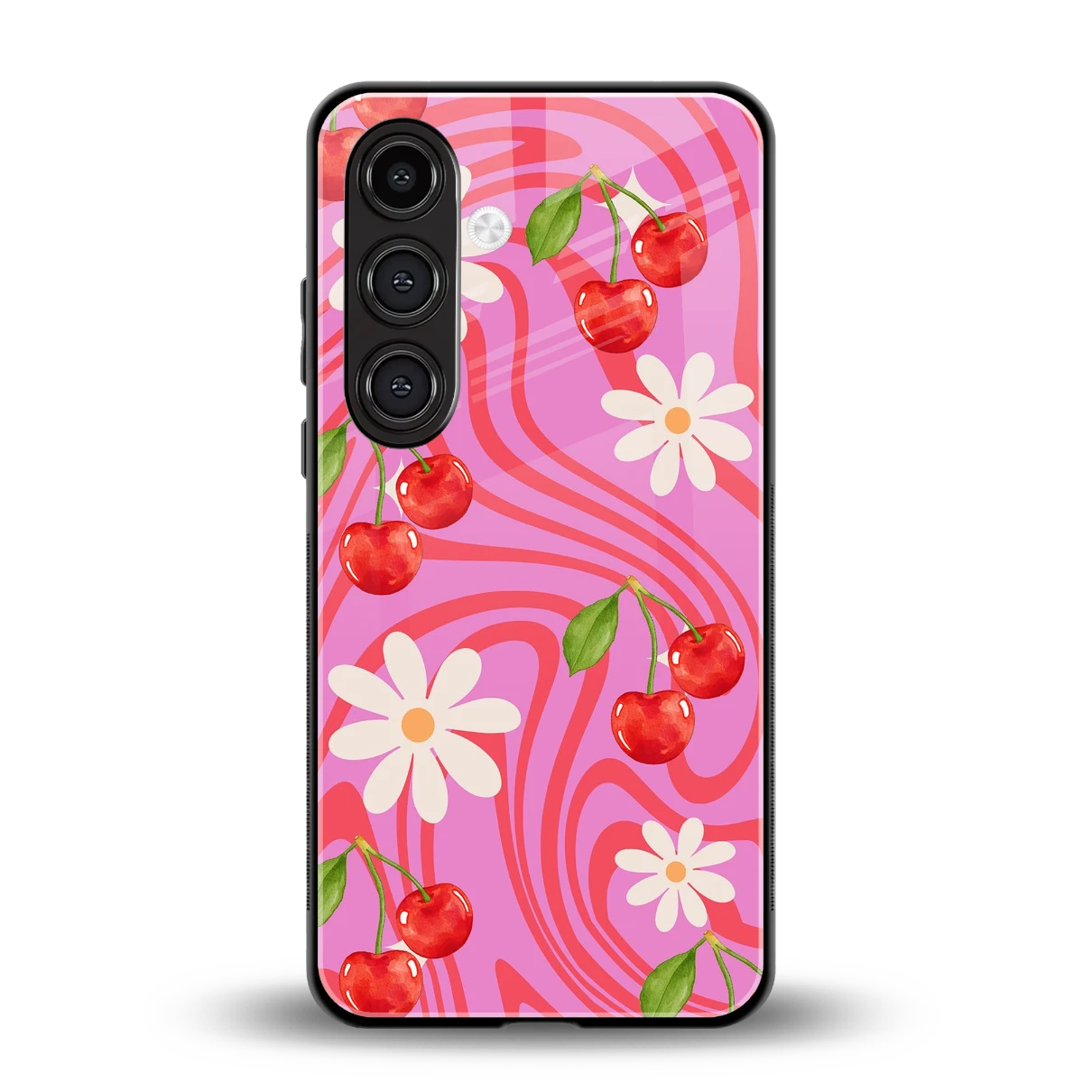 Floral Cherry back phone cover | glass case for samsung galaxy s24 plus