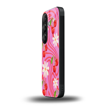 Floral Cherry samsung galaxy s24 mobile cover | shockproof glass phone case