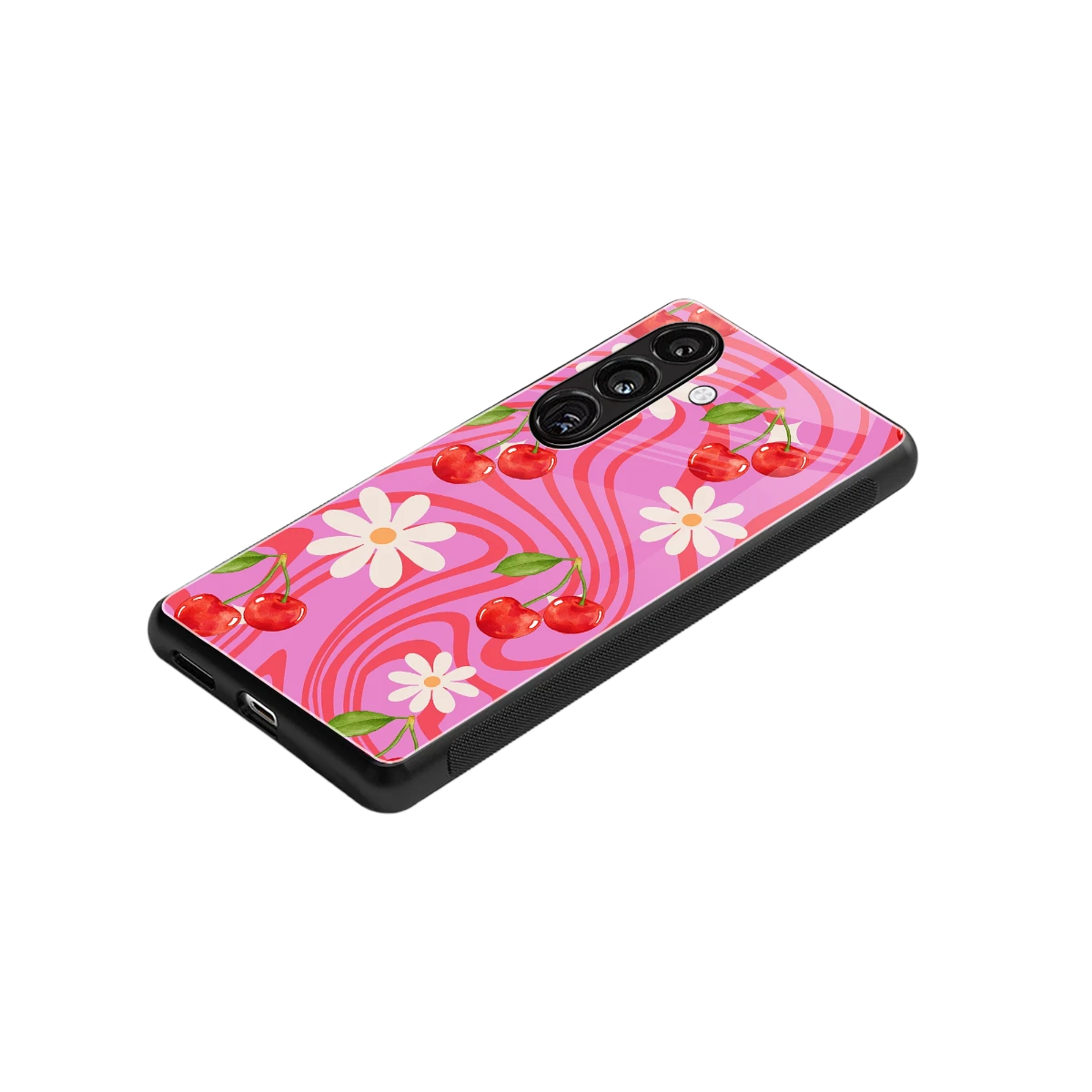 Floral Cherry stylish phone case for samsung galaxy s24 | glossy glass and slim fit