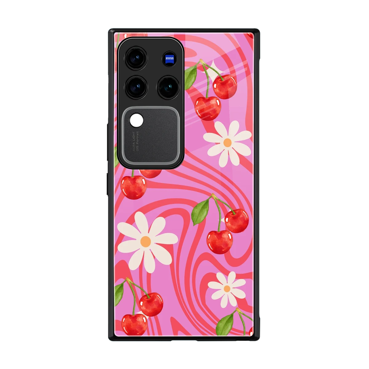 Floral Cherry back phone cover | glass case forvivo v30 pro