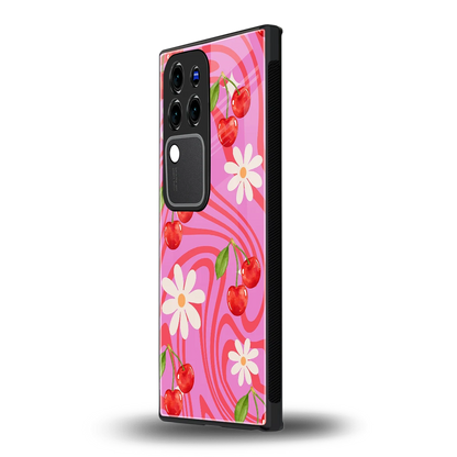 Floral Cherryvivo v30 pro mobile cover | shockproof glass phone case