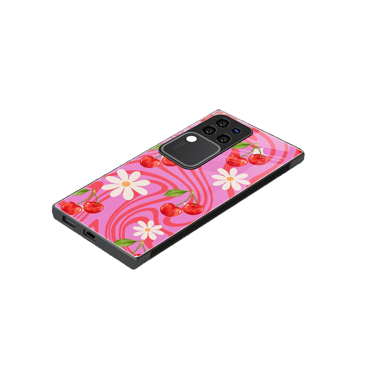 Floral Cherry stylish phone case forvivo v30 pro | glossy glass and slim fit