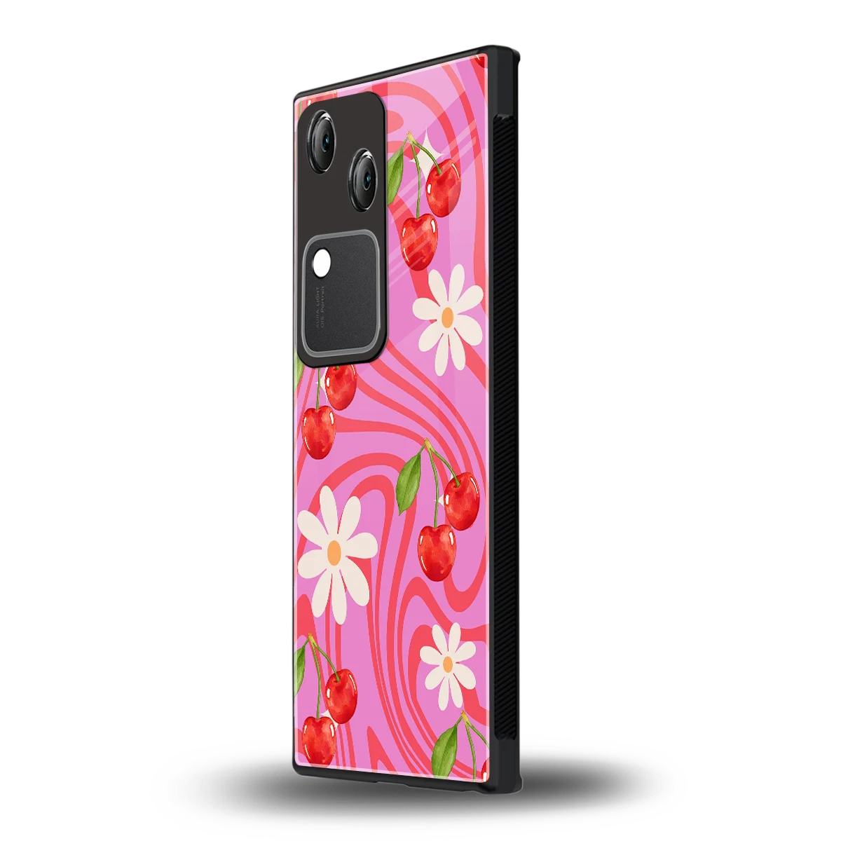 Floral Cherry vivo v30 mobile cover | shockproof glass phone case