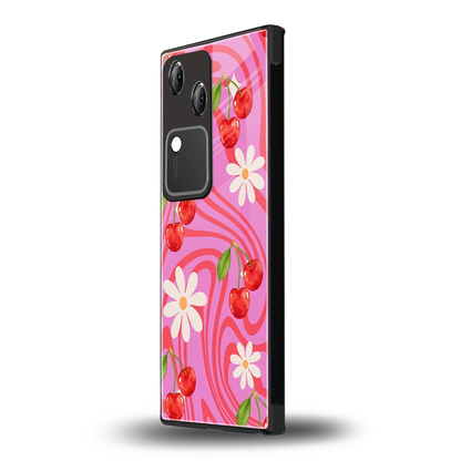 Floral Cherry vivo v30 mobile cover | shockproof glass phone case