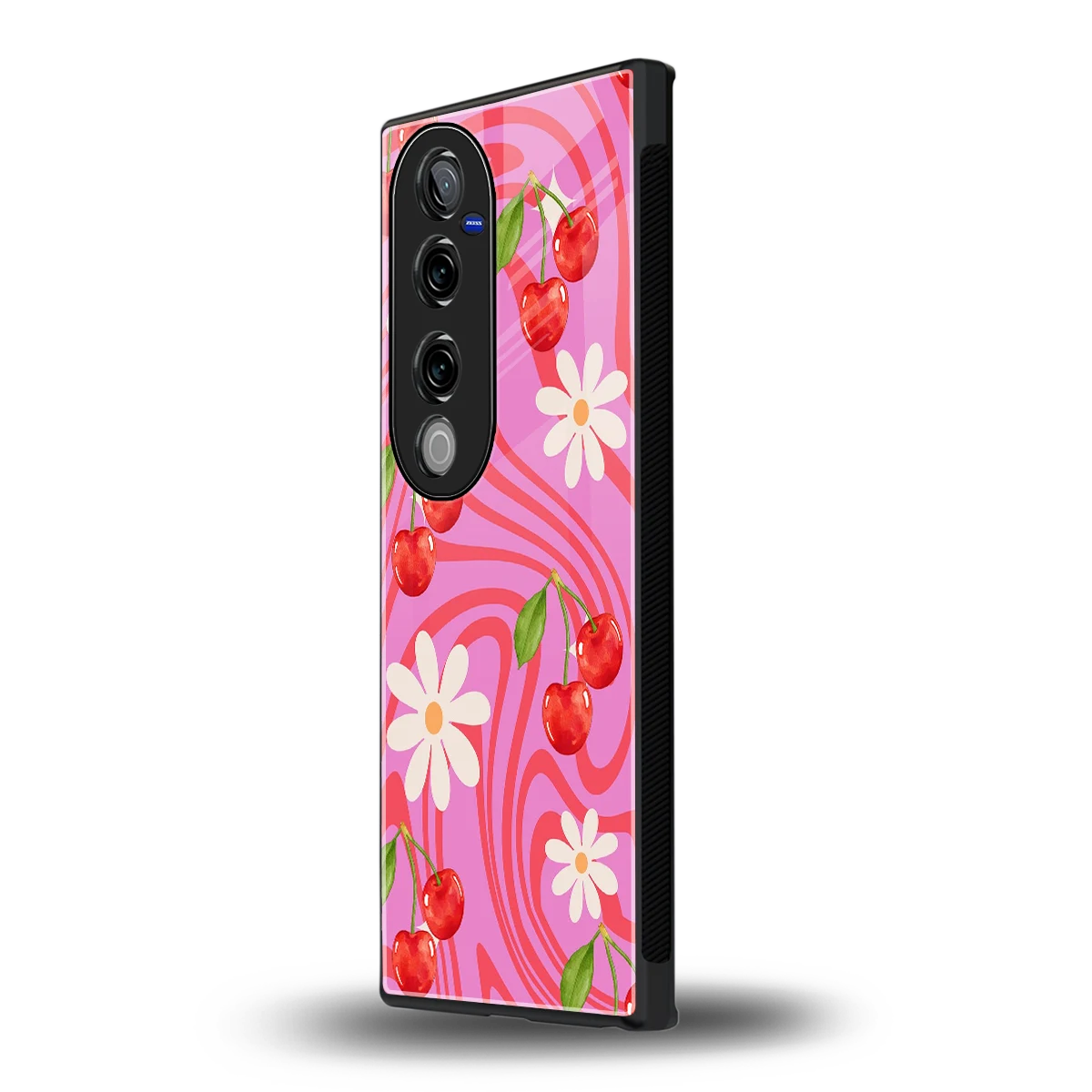 Floral Cherry vivo v40 pro mobile cover | shockproof glass phone case