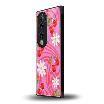 Floral Cherry vivo v40 pro mobile cover | shockproof glass phone case