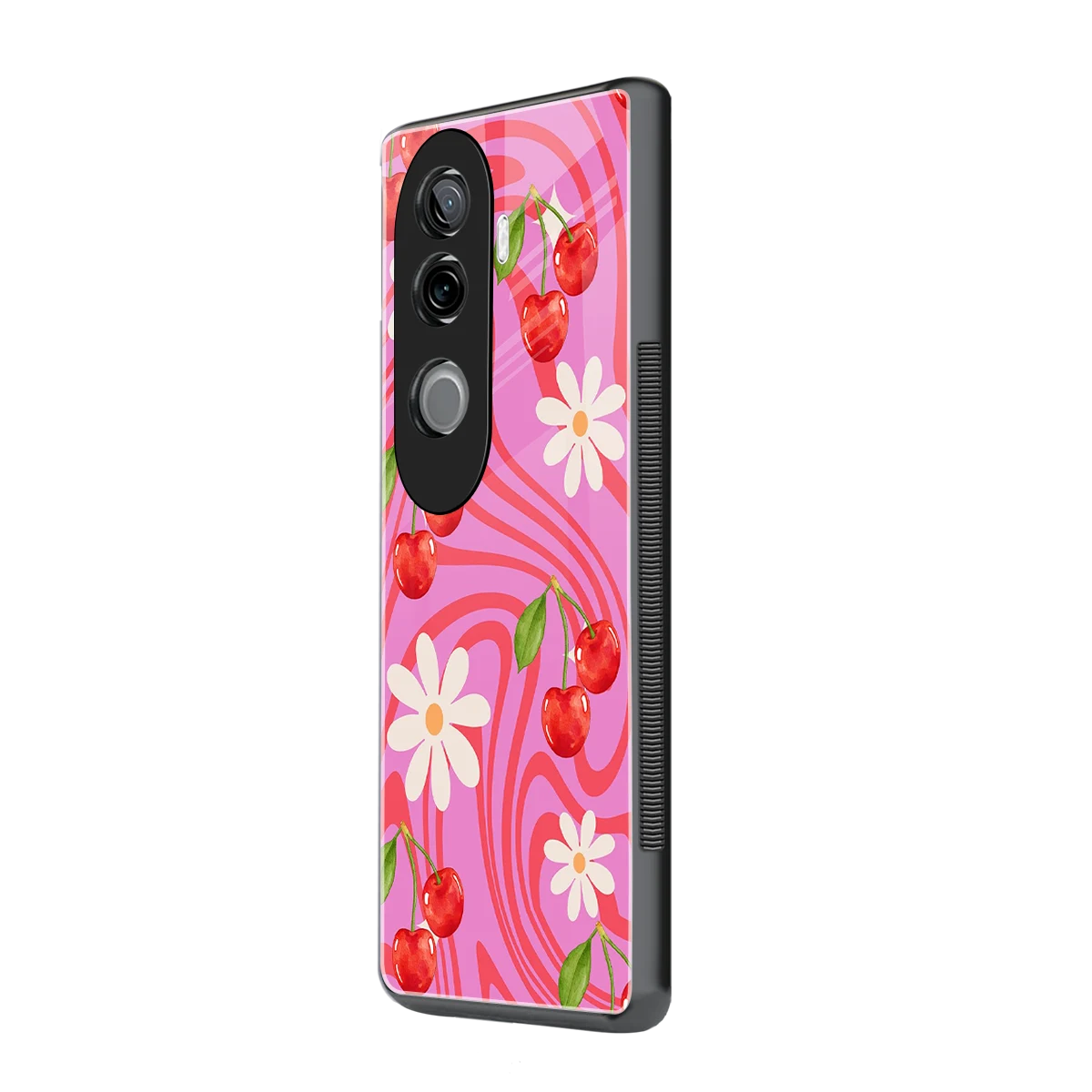 Floral Cherry vivo v40e mobile cover | shockproof glass phone case